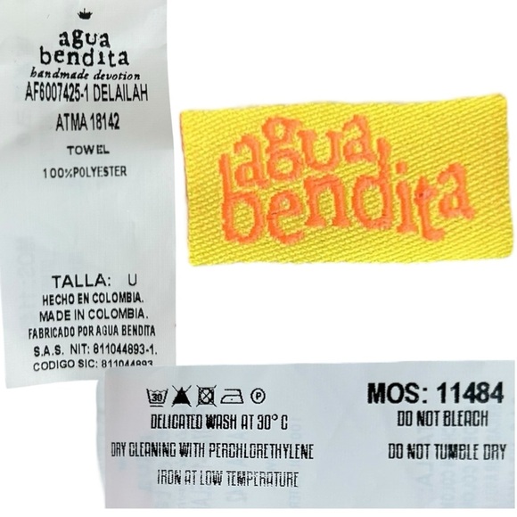 Agua Bendita, Women’s ‘Delailah’ Towel Poncho Cover-Up Paisley Blue/Red One Size - Picture 8 of 17